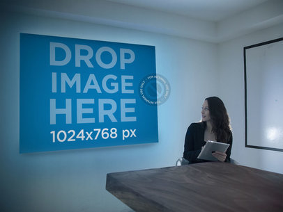 Woman Checking Out an Office Presentation Mockup a16299