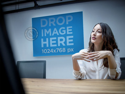 Woman Giving a Class at an Office Presentation Mockup a16297