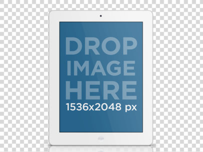Tablet Mockup of a White iPad Over Clear Background