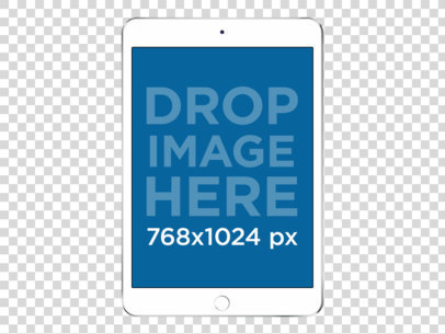 White iPad Mini in Frontal View Over a PNG Background a11954